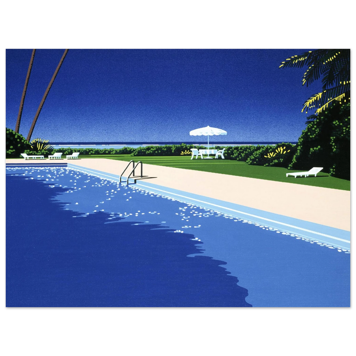 Hiroshi Nagai - Deck Wall Art - 60x80 cm / 24x32 inches - Premium Wooden Framed Poster With Fine Art Paper - White frame
