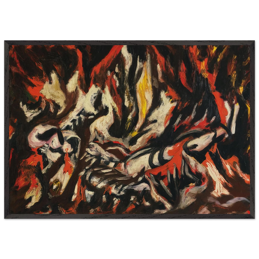 THE FLAME 1938 - Jackson Pollock 70x100 cm / 28x40 inches Framed Art Print – Black Wooden Frame