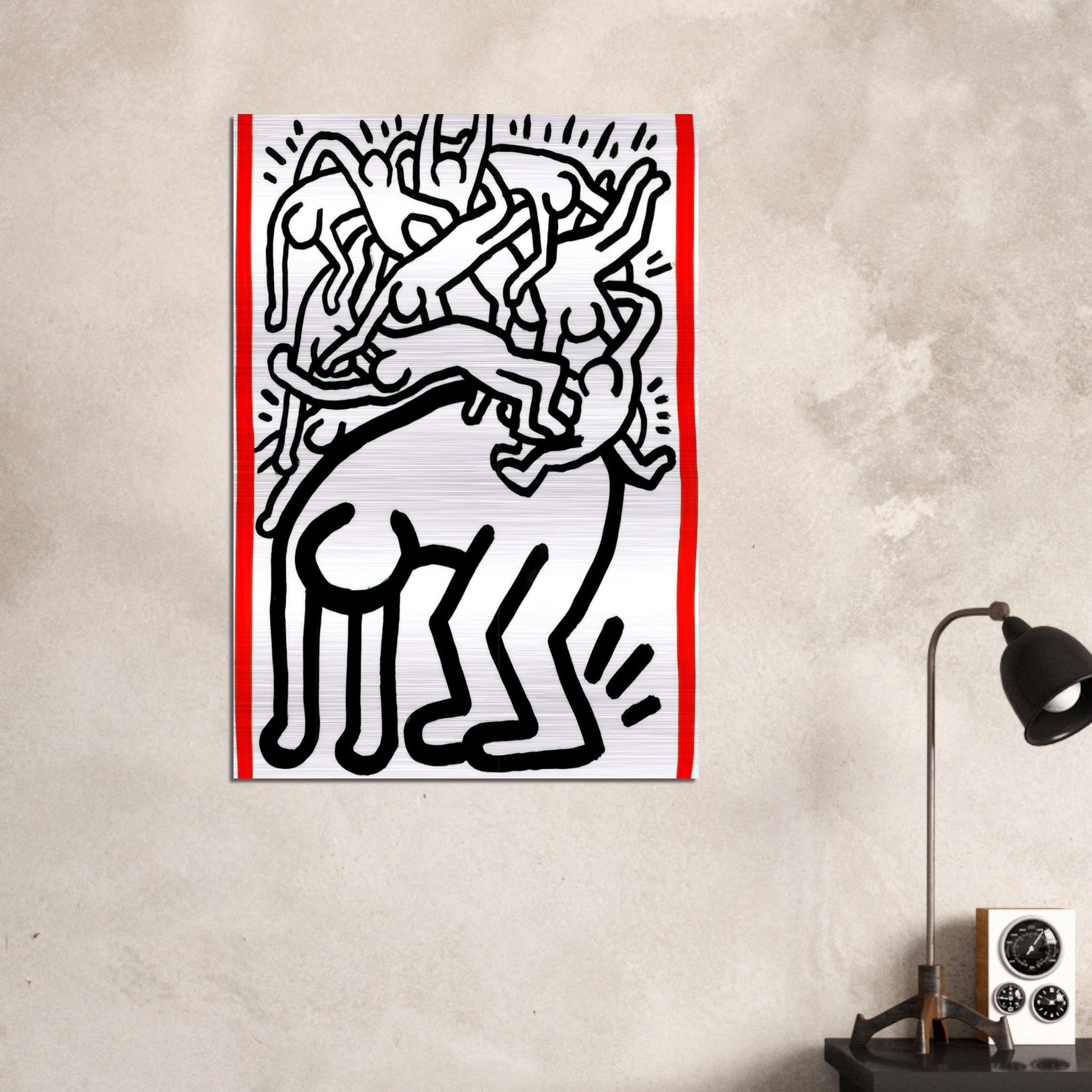 FIGHT AIDS WORLDWIDE 1990 - Keith Haring Brushed Aluminum Print - 70x100 cm / 28x40 inches | Keith Haring Aluminum Print | Keith Haring Prints