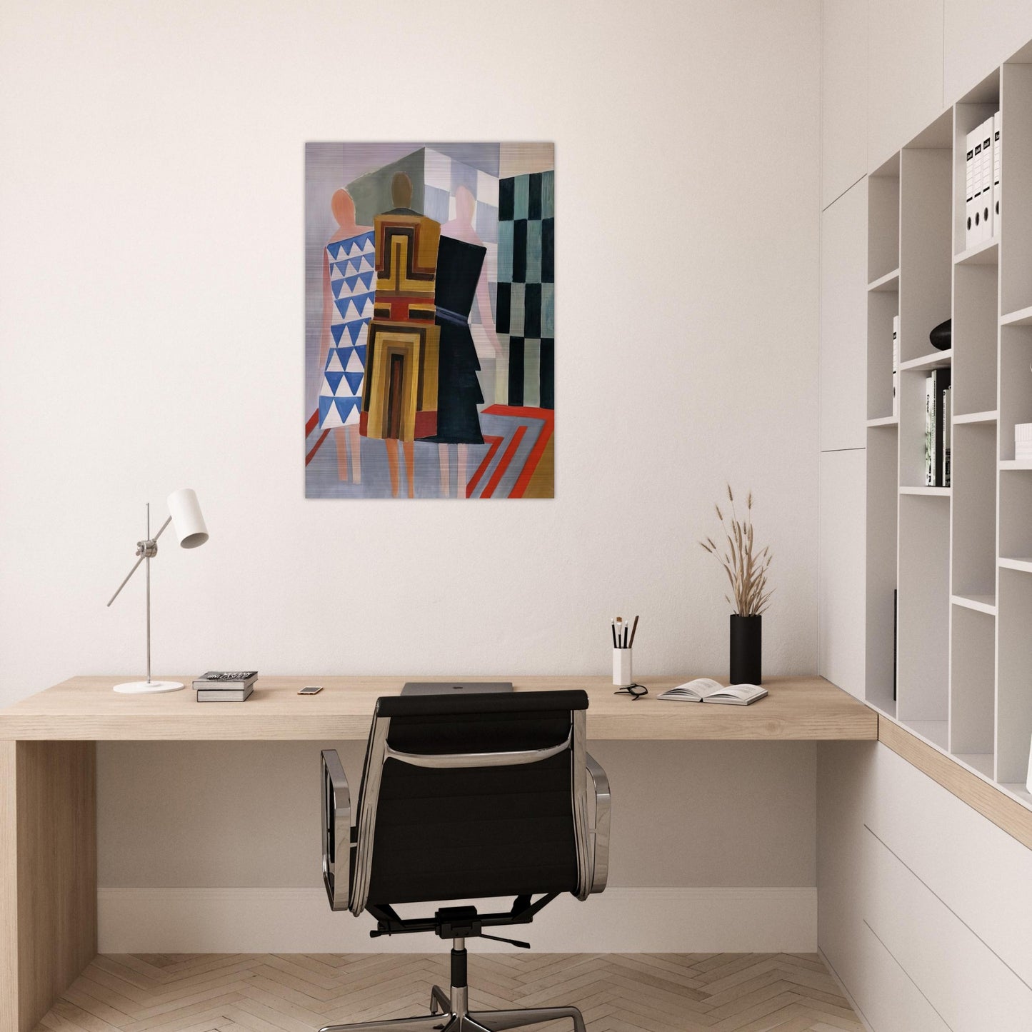 SIMULTANEOUS DRESSES THREE WOMEN FORMS COLOURS 1925 - Sonia Delaunay Brushed Aluminum Print - 70x100 cm / 28x40 inches | Sonia Delaunay Aluminum Print | Sonia Delaunay Prints