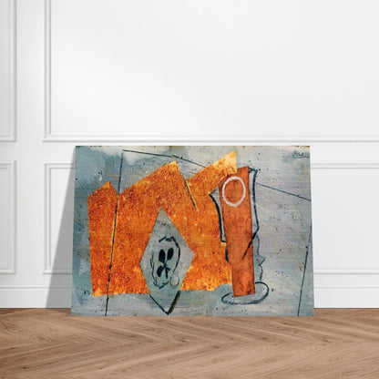 Playing Card and Glass - 1914 - Pablo Picasso Brushed Aluminum Print - 70x100 cm / 28x40 inches | Pablo Picasso Aluminum Print | Pablo Picasso Prints