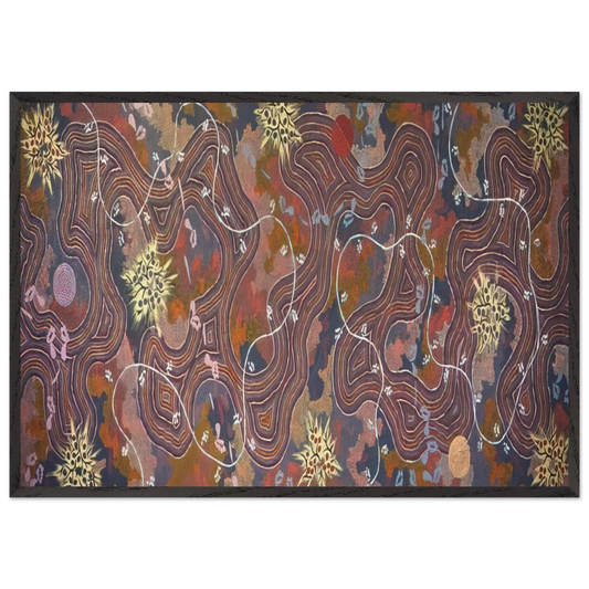 Possum Dreaming - 1994 - Clifford Possum Tjapaltjarri 70x100 cm / 28x40 inches Framed Art Print – Black Wooden Frame
