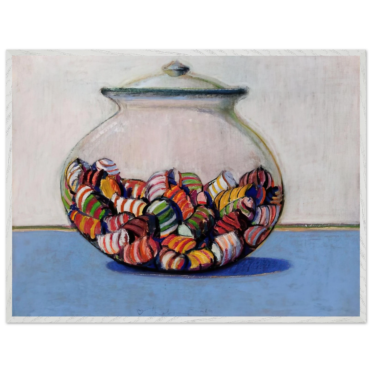 Wayne Thiebaud - Glassed Candy - 1969 Wall Art - 30x40 cm / 12x16 inches - Premium Wooden Framed Poster With Fine Art Paper - White frame