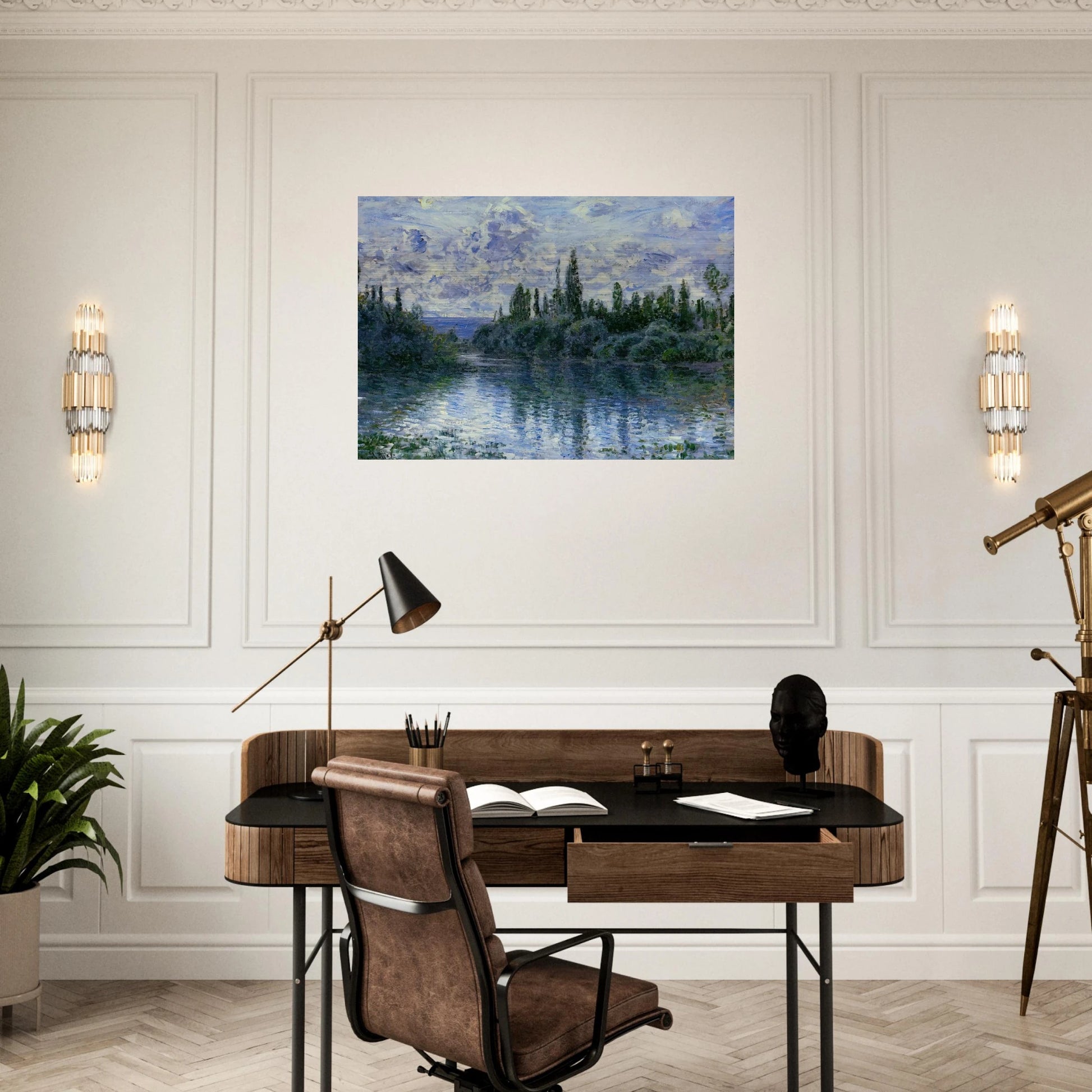 Arm of the Seine near Vetheuil - claude monet Brushed Aluminum Print - 70x100 cm / 28x40 inches | claude monet Aluminum Print | claude monet Prints
