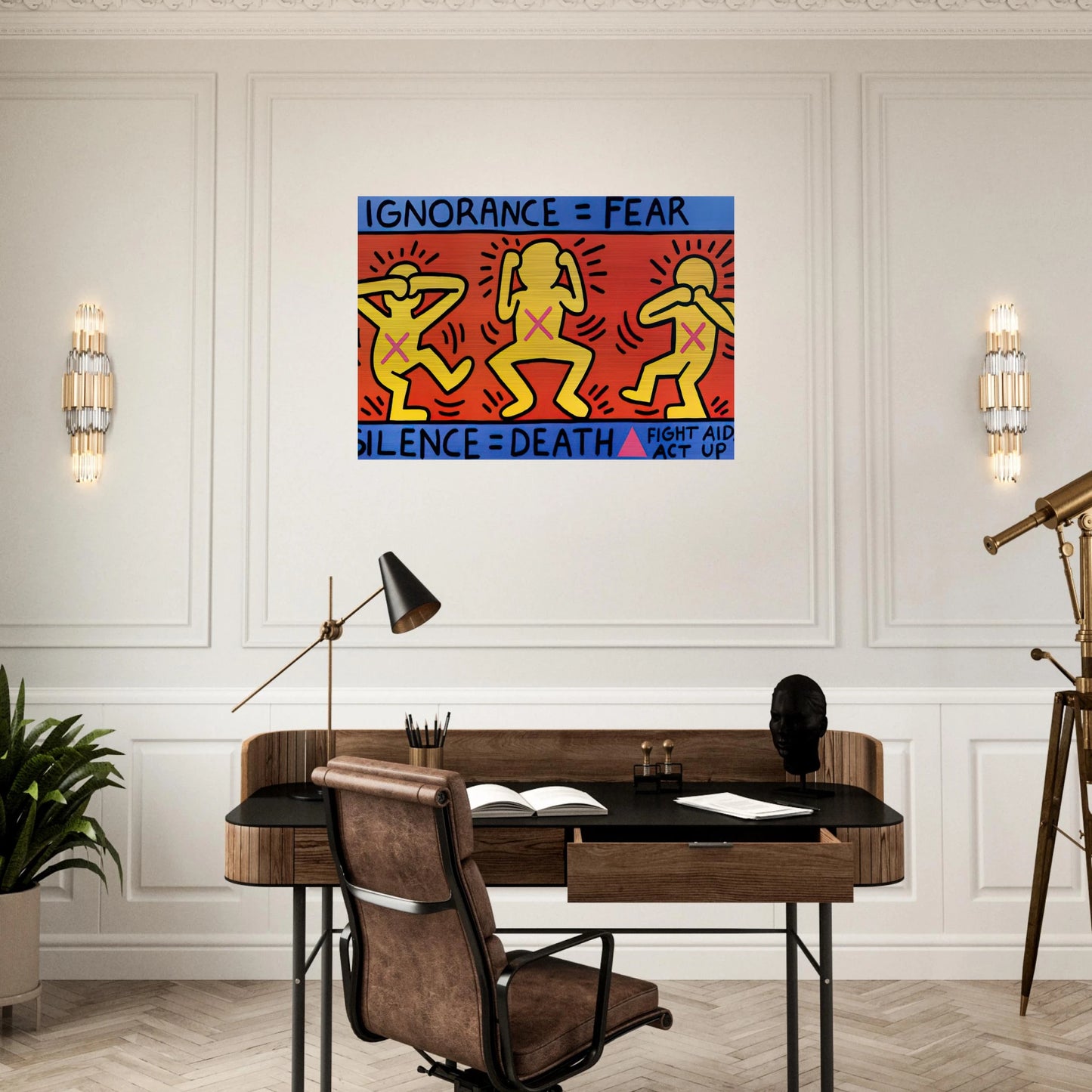 IGNORANCE FEAR 1989 - Keith Haring Brushed Aluminum Print - 70x100 cm / 28x40 inches | Keith Haring Aluminum Print | Keith Haring Prints