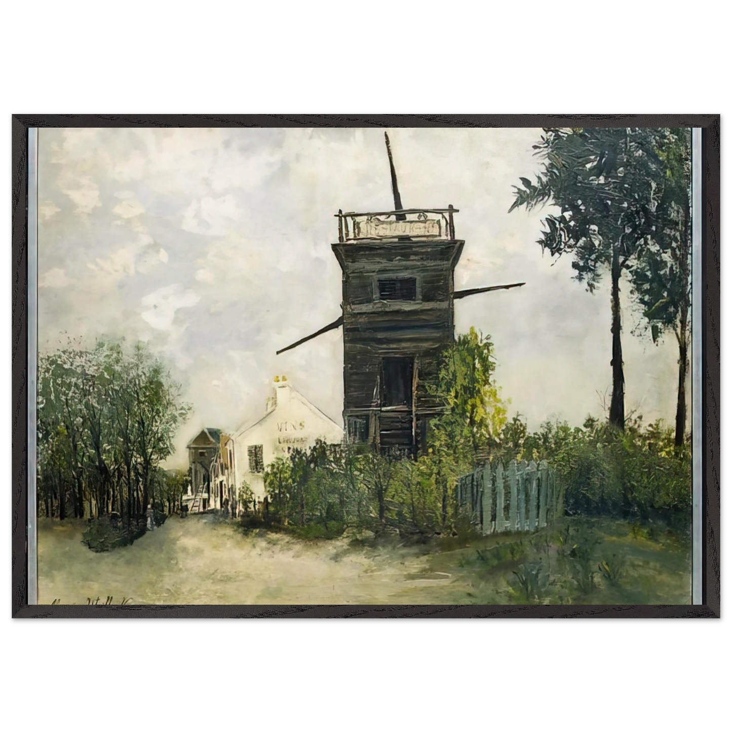 THE WINDMILL AT SANNOIS 1912 - Maurice Utrillo 70x100 cm / 28x40 inches Framed Art Print – Black Wooden Frame