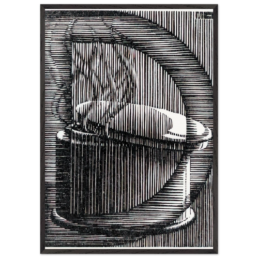 INITIAL D - MC Escher 70x100 cm / 28x40 inches Framed Art Print – Black Wooden Frame | Maurits Cornelis Escher Prints