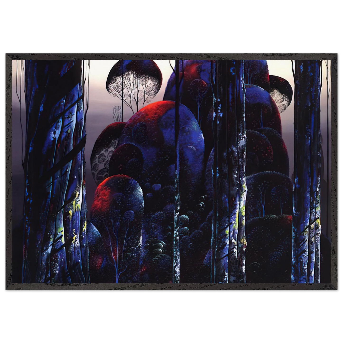Trees Draped in Autumn - Eyvind Earle 70x100 cm / 28x40 inches Framed Art Print – Black Wooden Frame