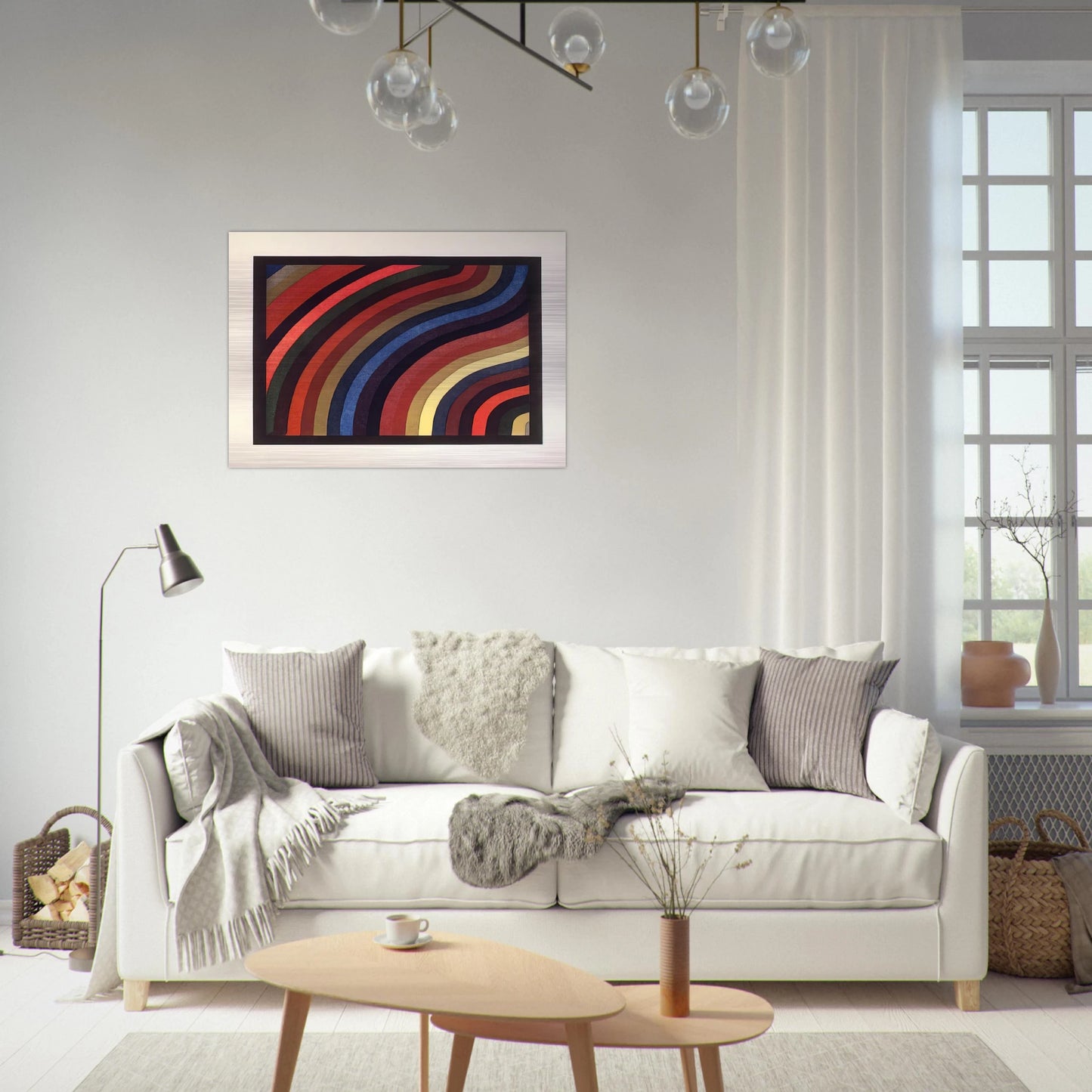 Two Centimeter Wavy Bands in Colors - Sol LeWitt Brushed Aluminum Print - 70x100 cm / 28x40 inches | Sol LeWitt Aluminum Print | Sol LeWitt Prints