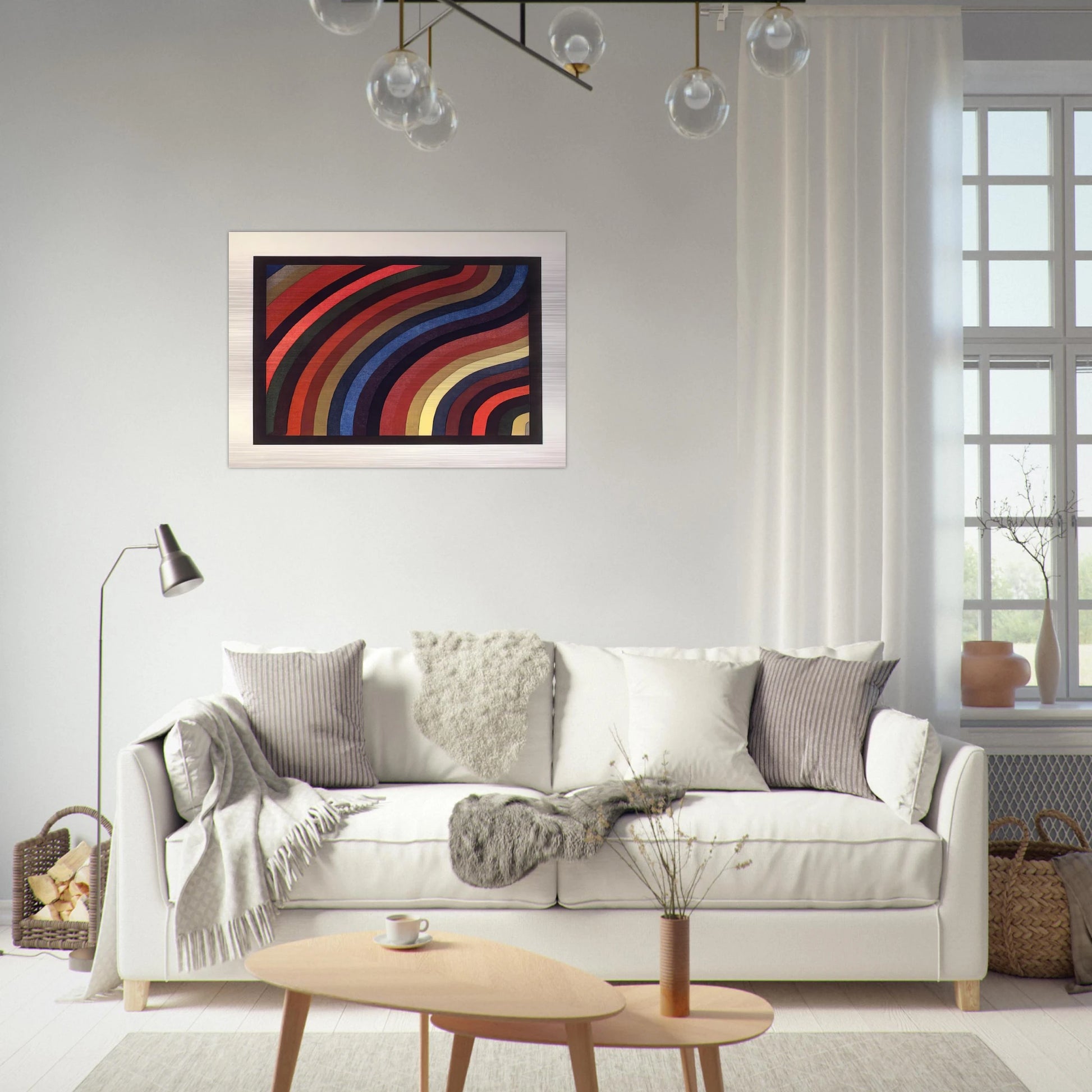 Two Centimeter Wavy Bands in Colors - Sol LeWitt Brushed Aluminum Print - 70x100 cm / 28x40 inches | Sol LeWitt Aluminum Print | Sol LeWitt Prints