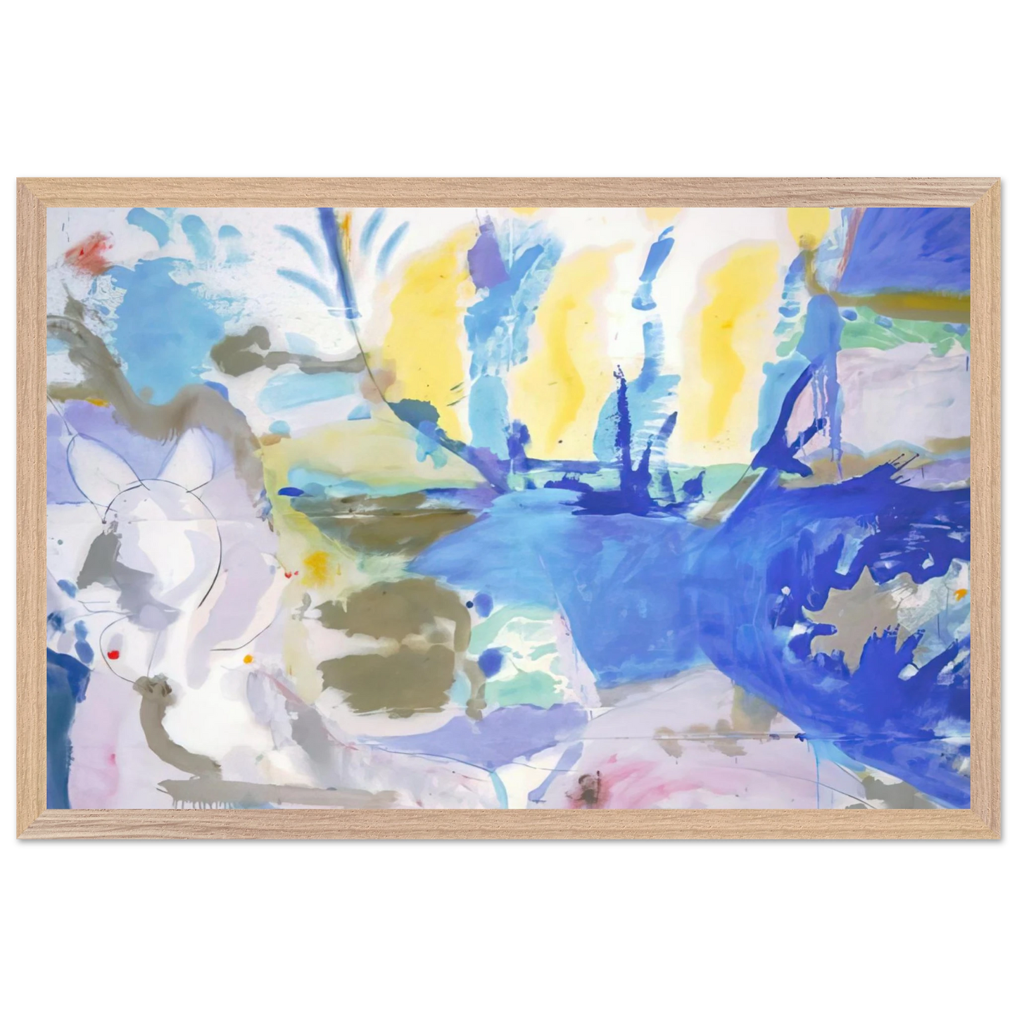 Helen Frankenthaler - Basque Beach - 1958 Wall art - 70x100 cm / 28x40 inches - Premium Wooden Framed Poster With Fine Art Paper-canvas - White frame