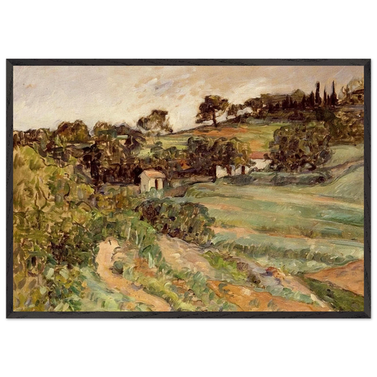 Landscape in Provence - Paul Cezanne 70x100 cm / 28x40 inches Framed Art Print – Black Wooden Frame
