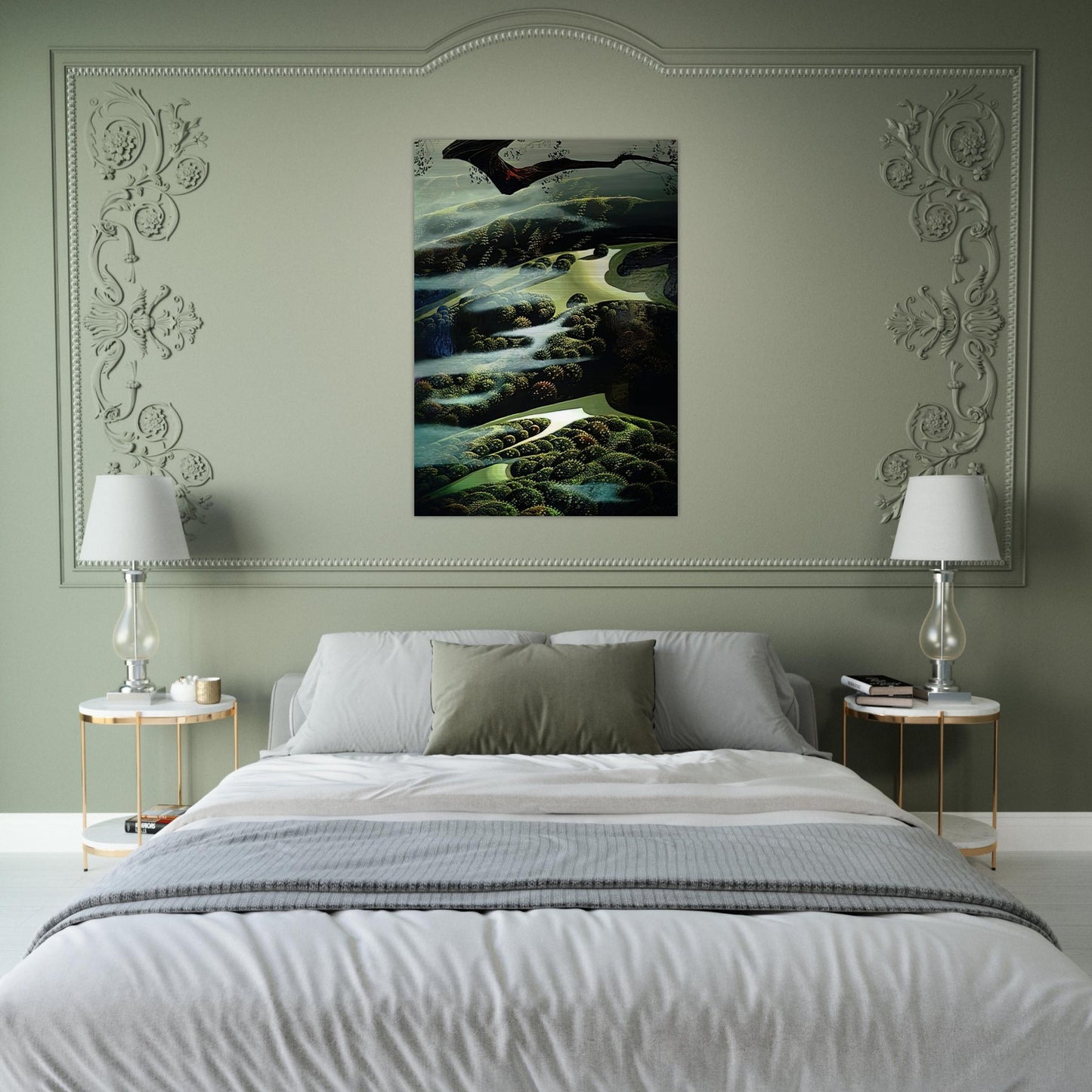 Carmel Valley Memory - Eyvind Earle Brushed Aluminum Print - 70x100 cm / 28x40 inches | Eyvind Earle Aluminum Print | Eyvind Earle Prints