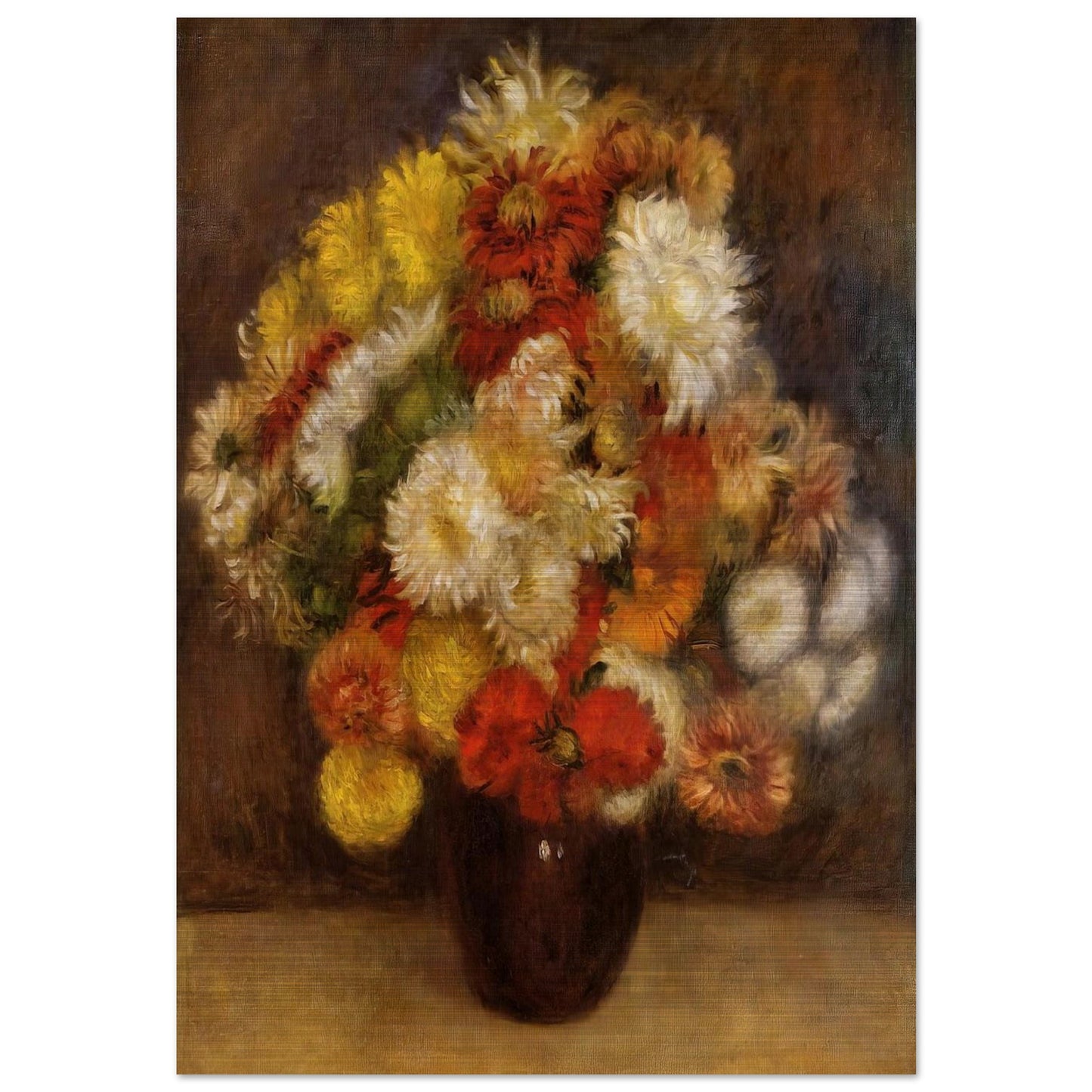 Bouquet of Chrysanthemums - Pierre-Auguste Renoir Brushed Aluminum Print - 70x100 cm / 28x40 inches | Pierre-Auguste Renoir Aluminum Print | Pierre-Auguste Renoir Prints