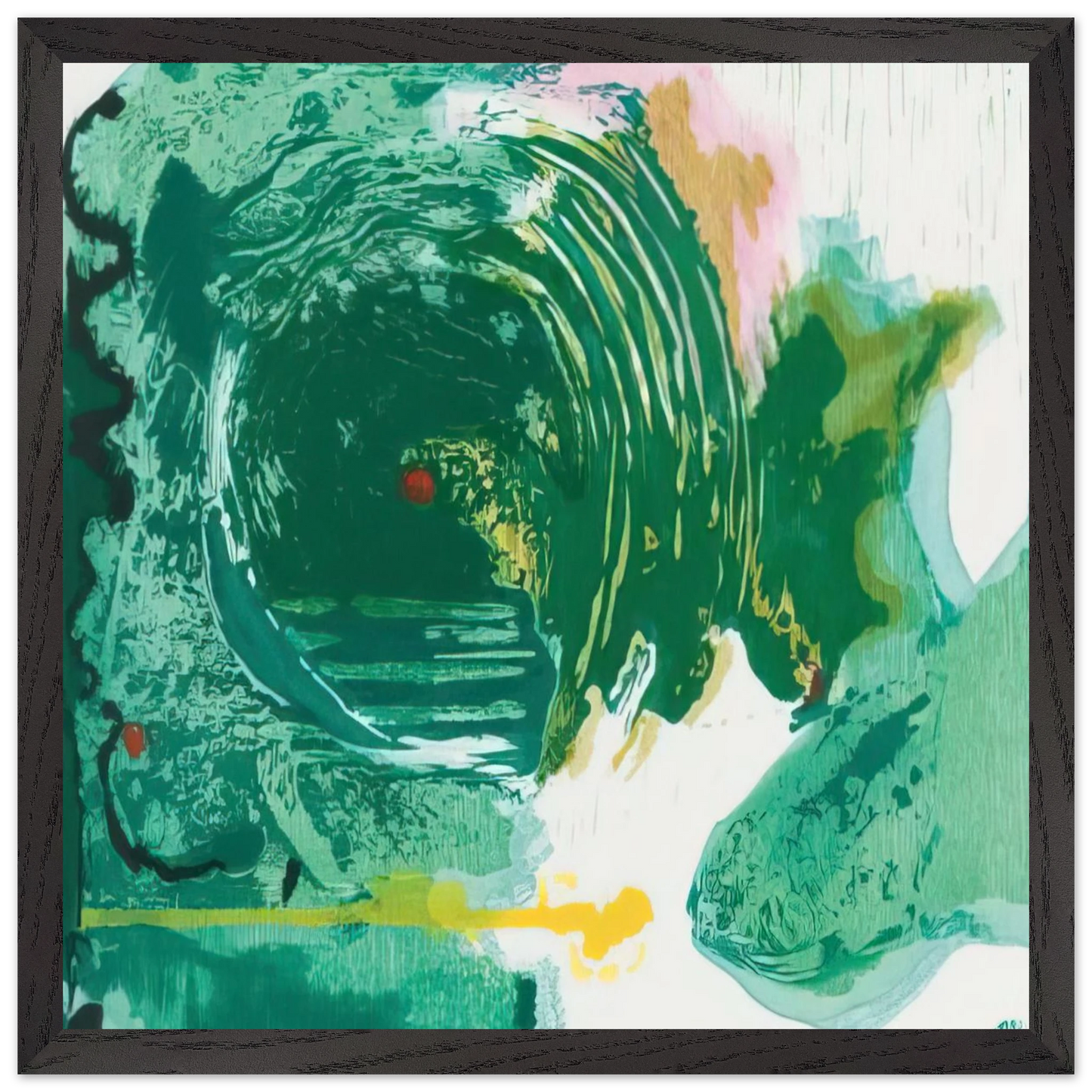 Helen Frankenthaler - Radius - 1993 Wall art - 70x70 cm / 28x28 inches - Premium Wooden Framed Poster With Fine Art Paper-canvas - Black frame