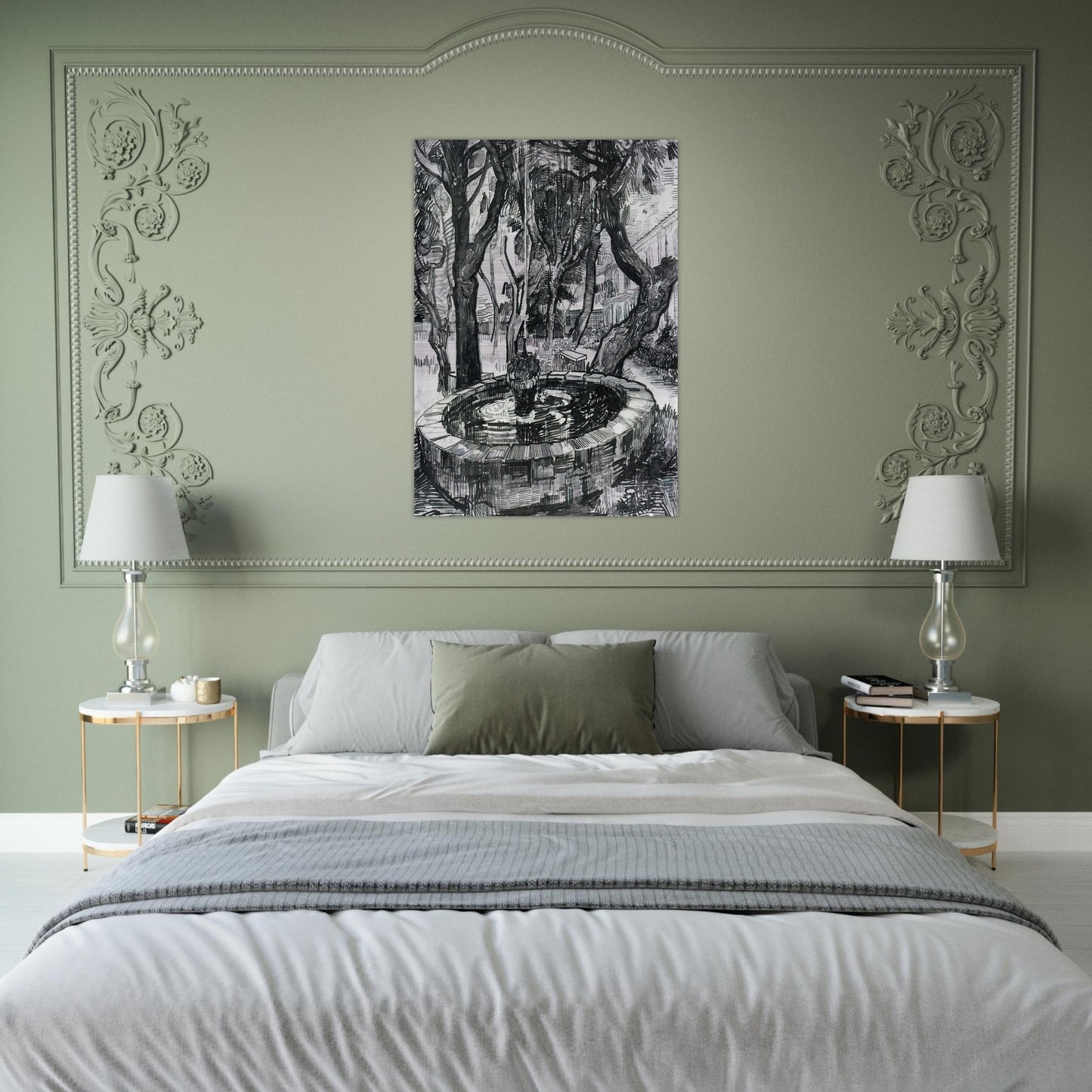 Fountain in the Garden of Saint-Paul Hospital - Vincent van Gogh Brushed Aluminum Print - 70x100 cm / 28x40 inches | Vincent van Gogh Aluminum Print | Vincent van Gogh Prints