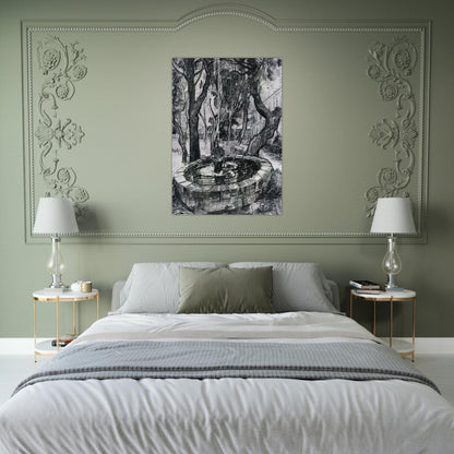 Fountain in the Garden of Saint-Paul Hospital - Vincent van Gogh Brushed Aluminum Print - 70x100 cm / 28x40 inches | Vincent van Gogh Aluminum Print | Vincent van Gogh Prints