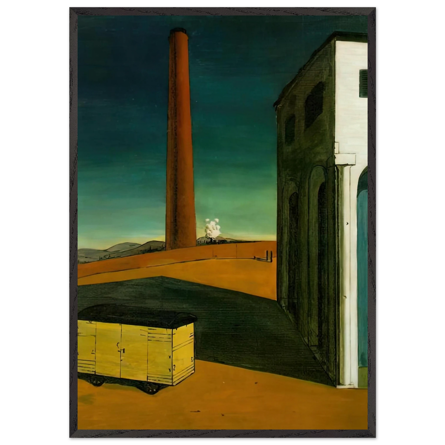 THE ANGUISH OF DEPARTURE 1914 - Giorgio de Chirico 70x100 cm / 28x40 inches Framed Art Print – Black Wooden Frame