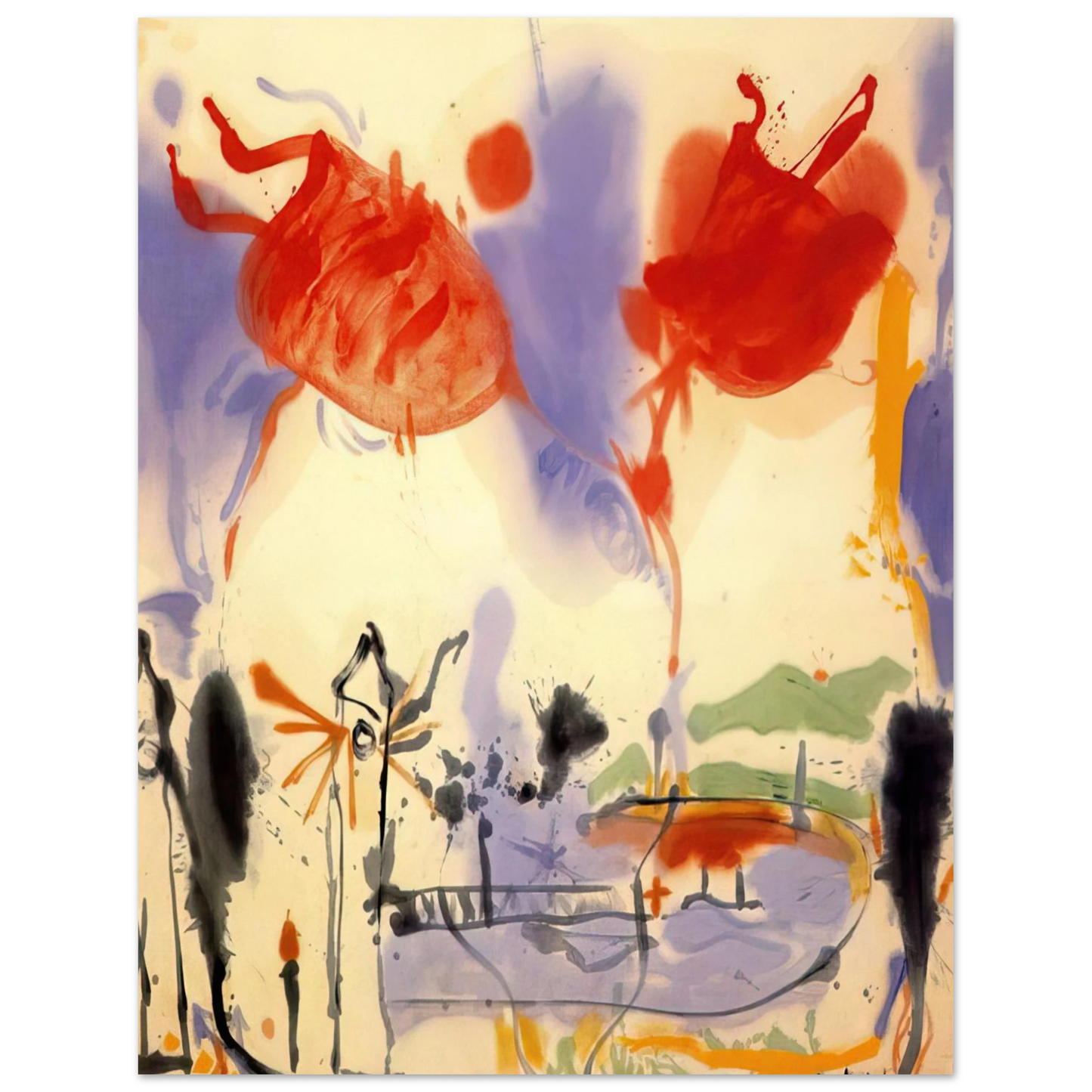 Helen Frankenthaler - Round Trip - 1957 Wall art - 30x45 cm / 12x18 inches - Premium Wooden Framed Poster With Fine Art Paper-canvas - White frame