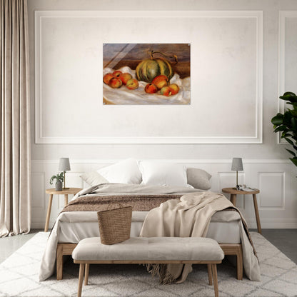 Still Life with Cantalope and Peaches - Pierre-Auguste Renoir Acrylic Print - 70x100 cm / 28x40″ inches | Pierre-Auguste Renoir Wall Art | Pierre-Auguste Renoir Prints