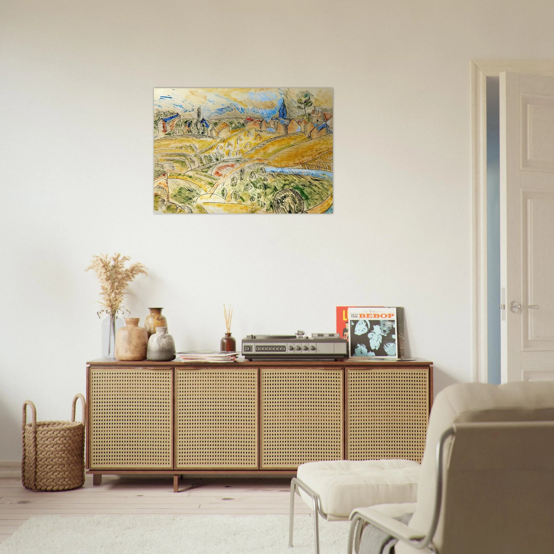 CUBIST LANDSCAPE WITH HAYSTACKS - Raoul Dufy Brushed Aluminum Print - 70x100 cm / 28x40 inches | Raoul Dufy Aluminum Print | Raoul Dufy Prints
