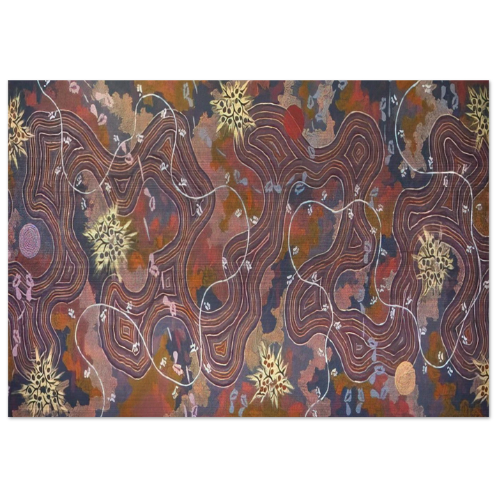 Possum Dreaming - 1994 - Clifford Possum Tjapaltjarri Brushed Aluminum Print - 70x100 cm / 28x40 inches | Clifford Possum Tjapaltjarri Aluminum Print | Clifford Possum Tjapaltjarri Prints