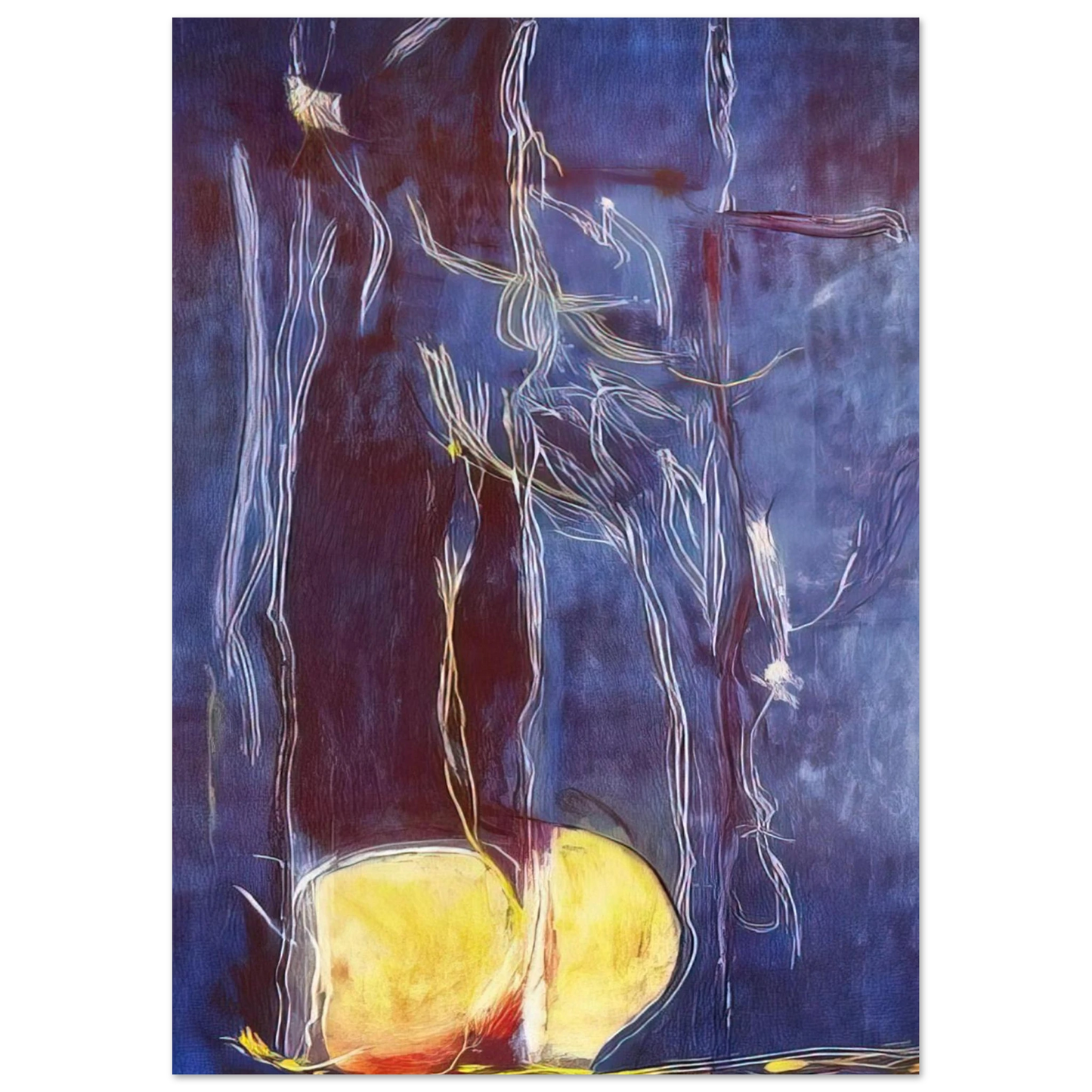 Helen Frankenthaler - All About Blue - 1994 Wall art - 20x25 cm / 8x10 inches - Premium Wooden Framed Poster With Fine Art Paper-canvas - Black frame
