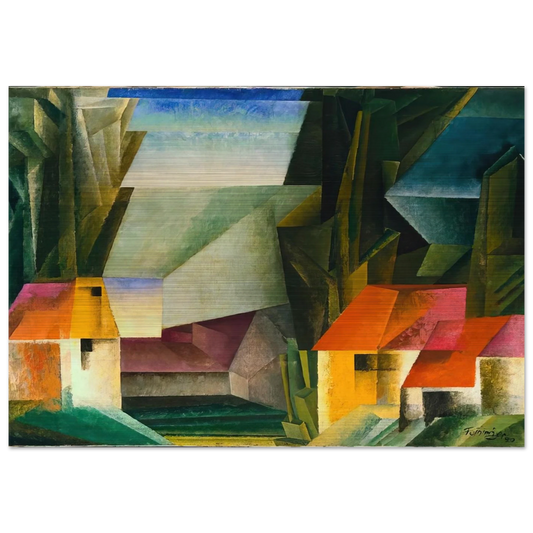 HOPFGARTEN 1920 - Lyonel Feininger Brushed Aluminum Print - 70x100 cm / 28x40 inches | Lyonel Feininger Aluminum Print | Lyonel Feininger Prints