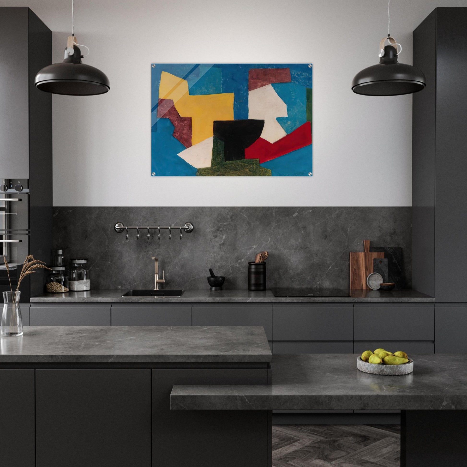 Composition multicolore à dominante bleue - 1969 - Serge Poliakoff Acrylic Print - 70x100 cm / 28x40″ inches