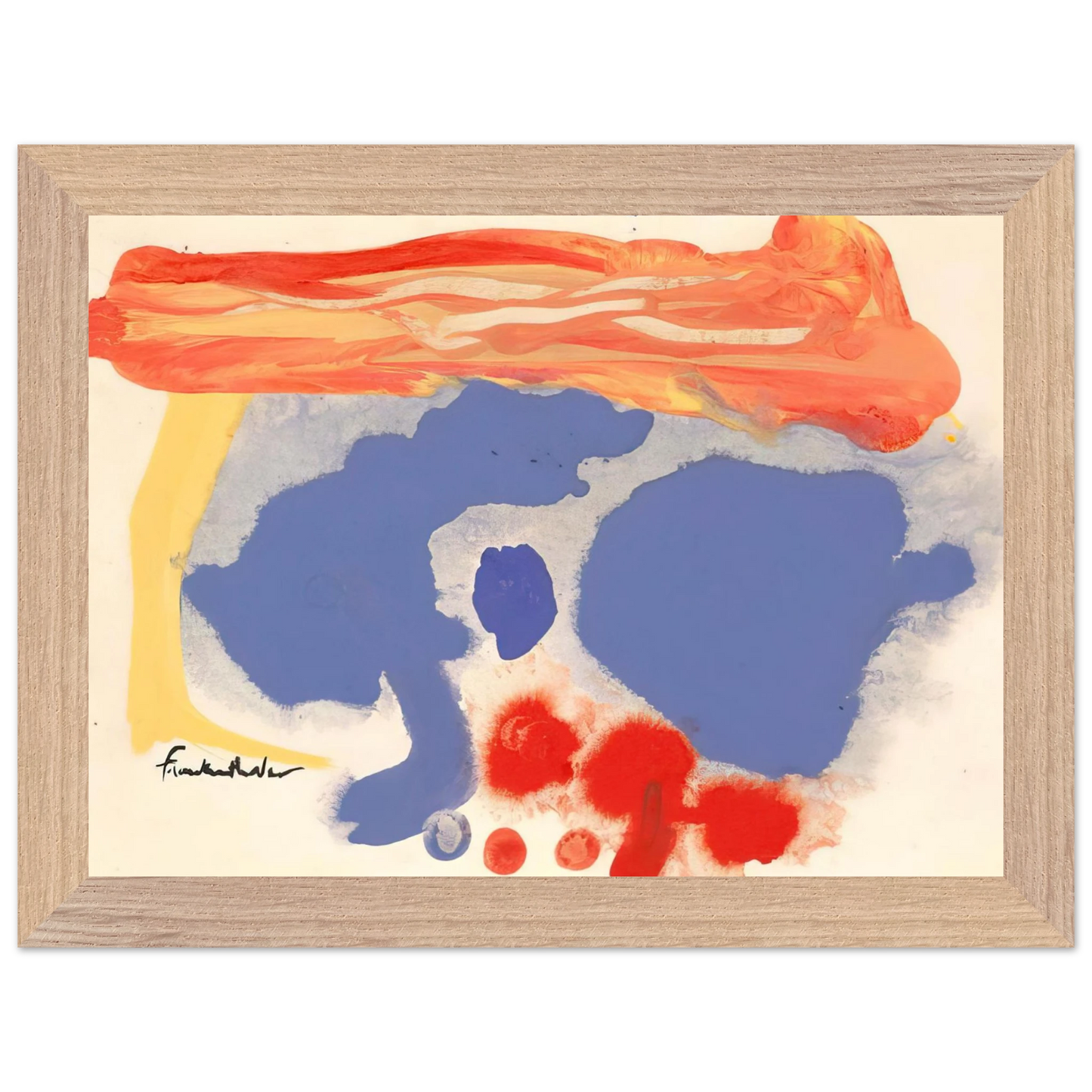 Helen Frankenthaler - Summerscene, Provincetown - 1961 Wall art - 45x60 cm / 18x24 inches - Premium Wooden Framed Poster With Fine Art Paper-canvas - Black frame