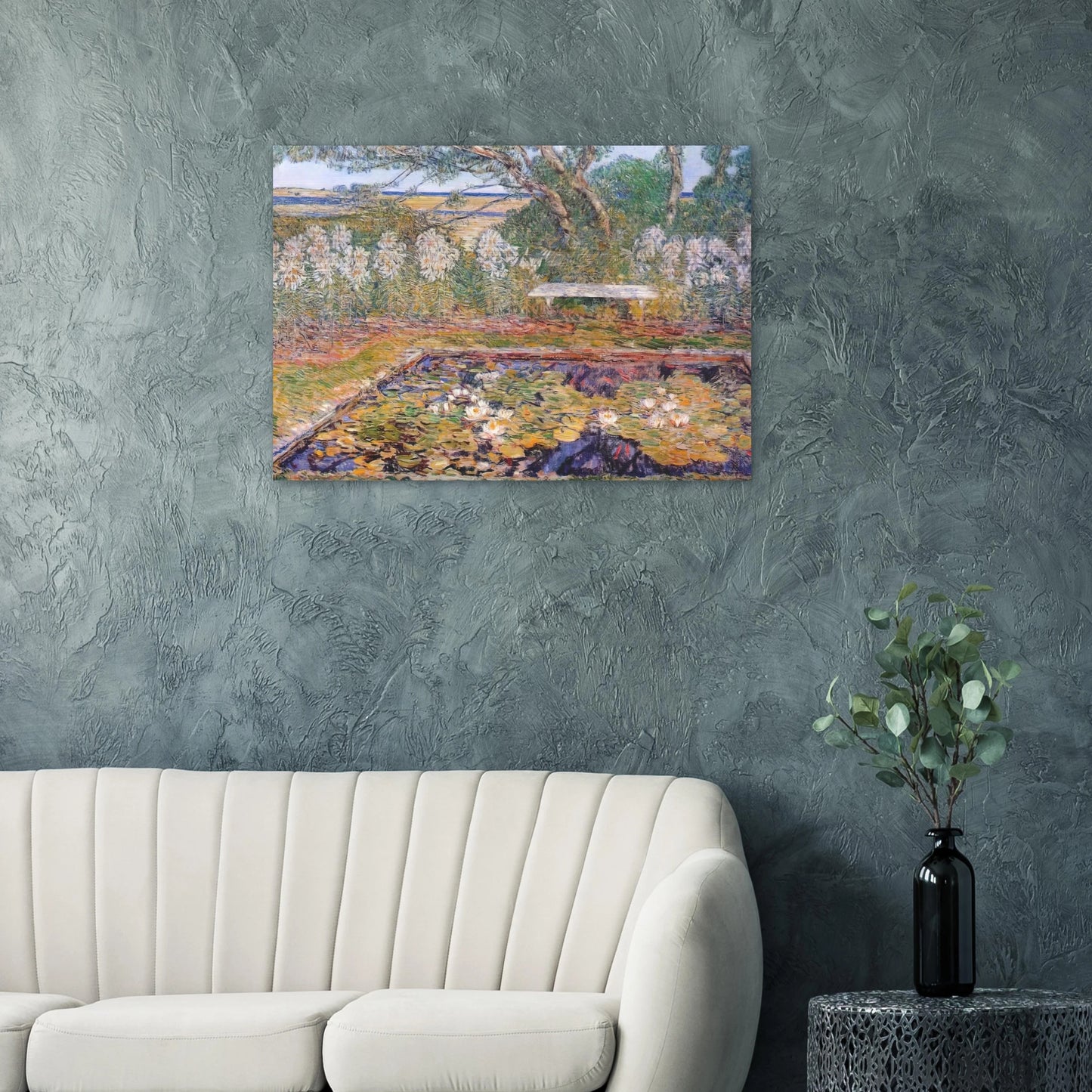 A long island garden - Childe Hassam Brushed Aluminum Print - 70x100 cm / 28x40 inches | Childe Hassam Aluminum Print | Childe Hassam Prints