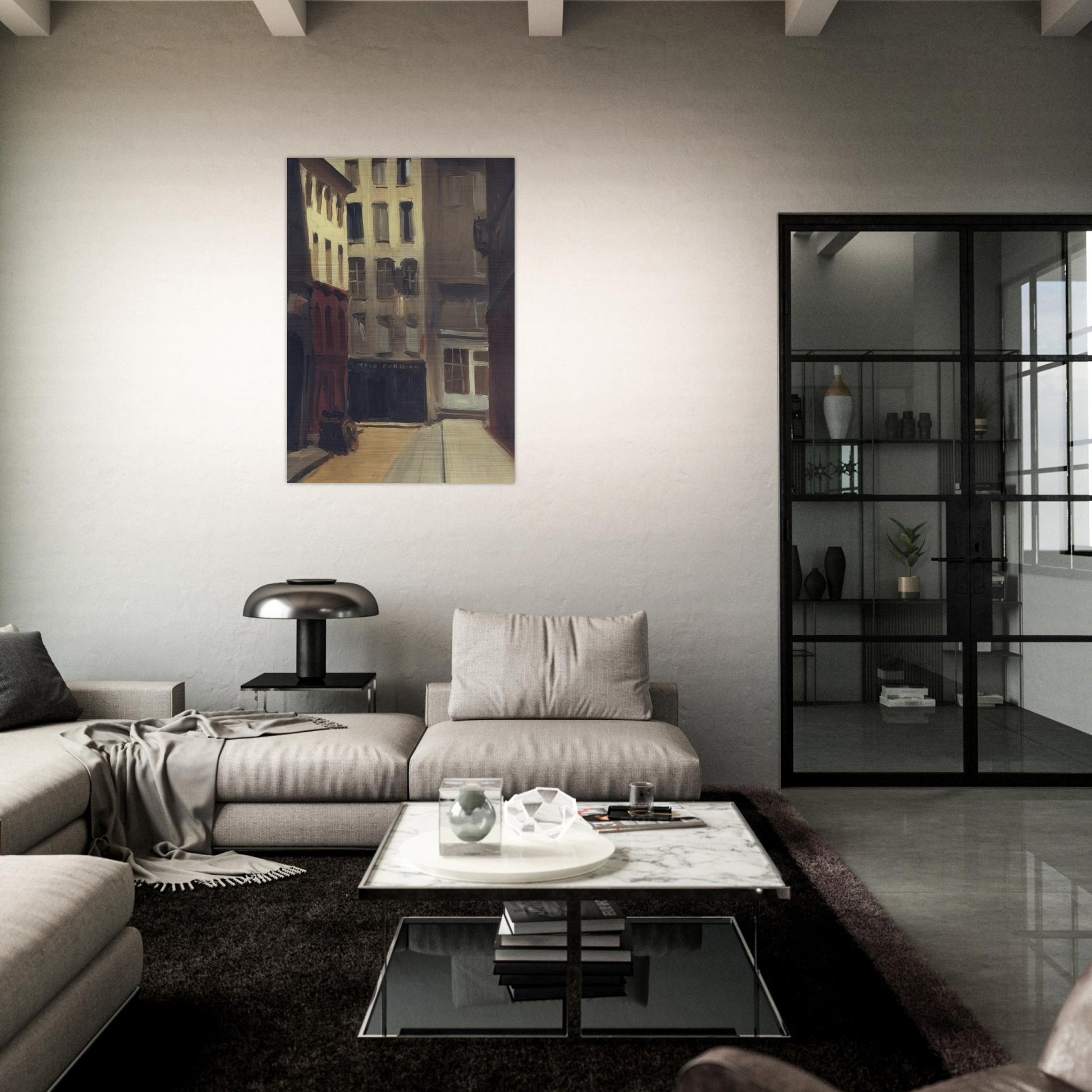 Paris Street - Edward Hopper Brushed Aluminum Print - 70x100 cm / 28x40 inches | Edward Hopper Aluminum Print | Edward Hopper Prints