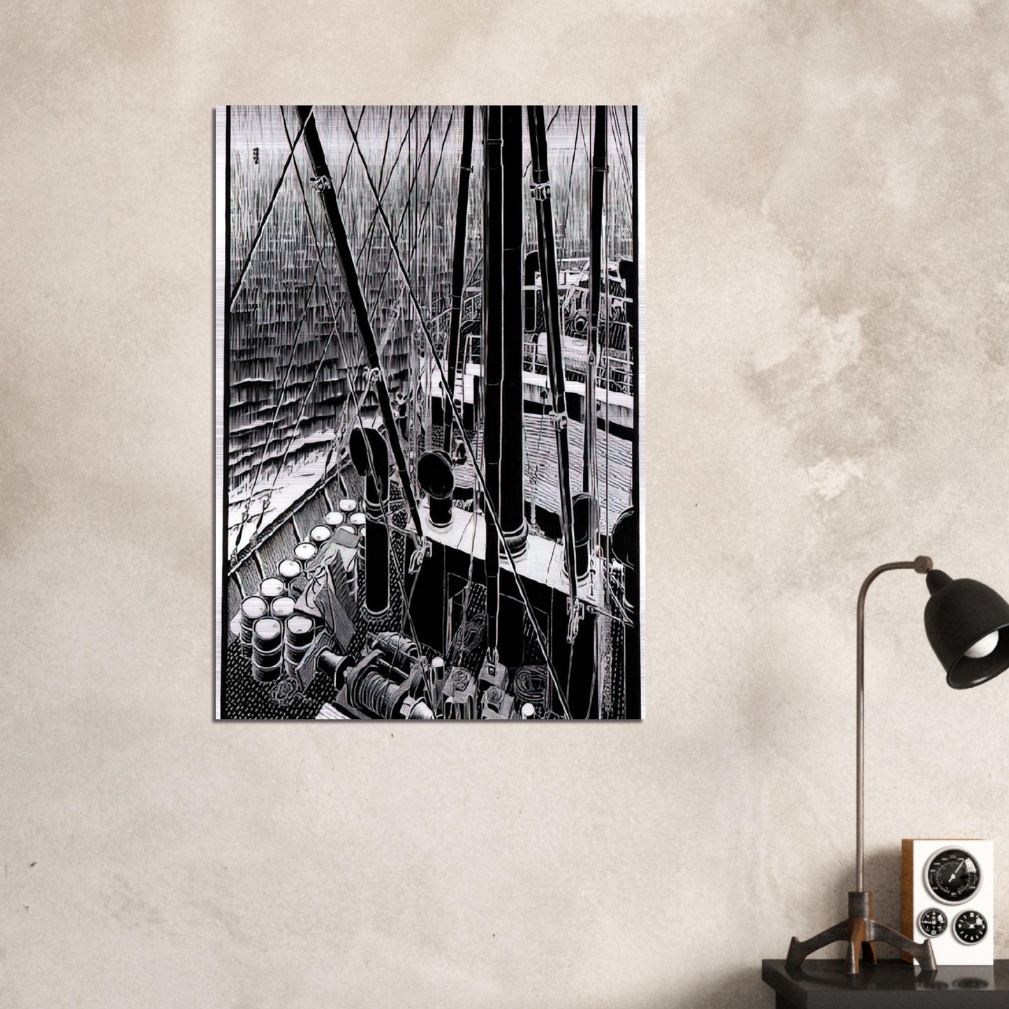 FREIGHTER SEPTEMBER 1936 1936 - MC Escher Brushed Aluminum Print - 70x100 cm / 28x40 inches | MC Escher Aluminum Print | MC Escher Prints | Maurits Cornelis Escher Prints