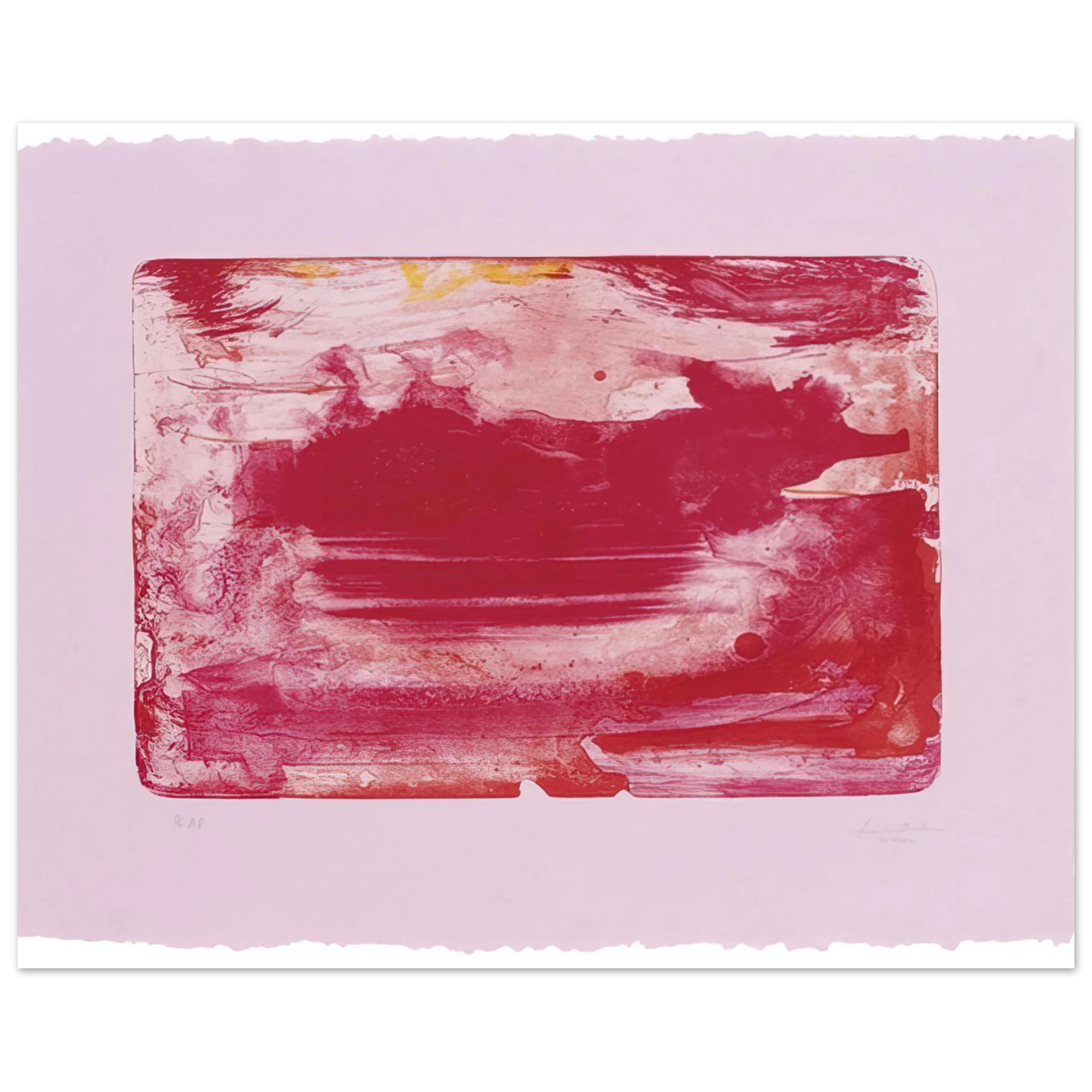 Helen Frankenthaler - The Red Sea - 1982 Wall art - 15x20 cm / 6x8 inches - Premium Wooden Framed Poster With Fine Art Paper-canvas - White frame