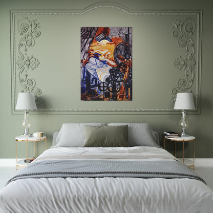 The weaver loomwoman - 1913 - Natalia Goncharova Brushed Aluminum Print - 70x100 cm / 28x40 inches | Natalia Goncharova Aluminum Print | Natalia Goncharova Prints