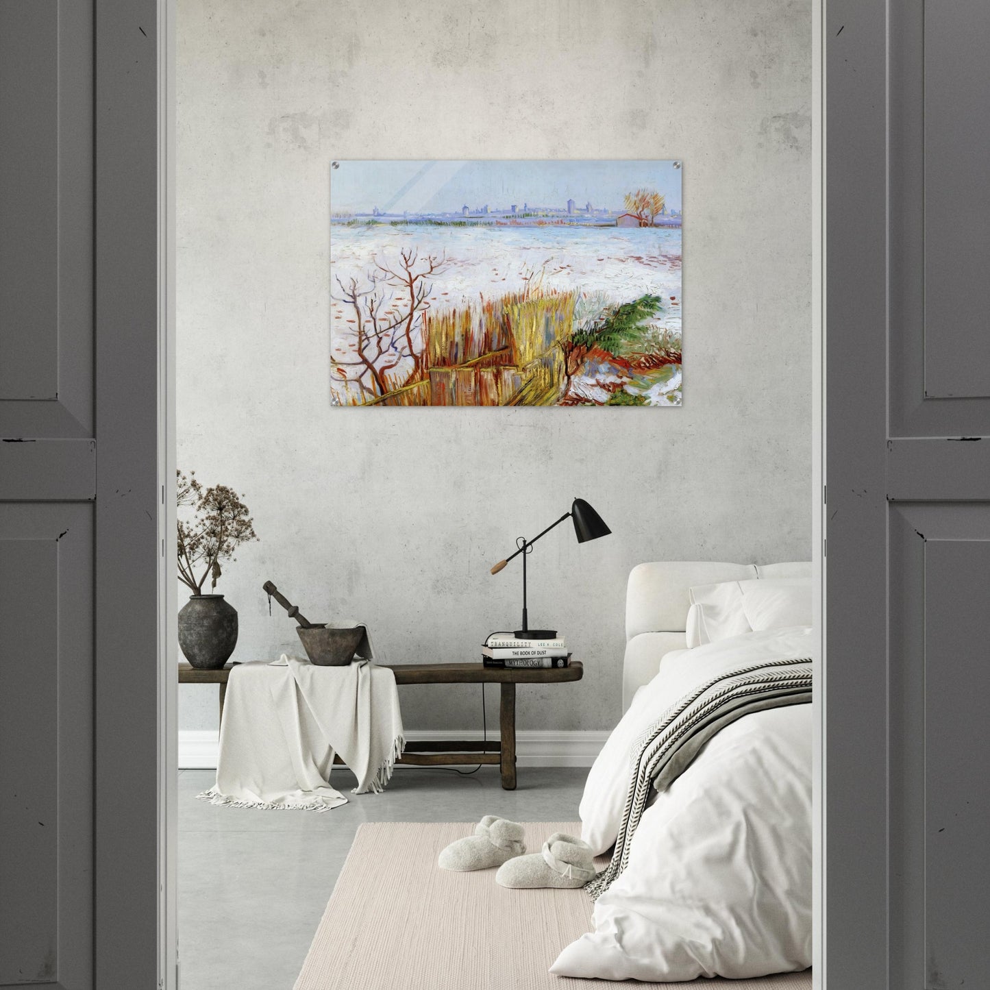 Snowy Landscape with Arles in the Background - Vincent van Gogh Acrylic Print - 70x100 cm / 28x40″ inches