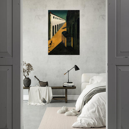 MYSTERY AND MELANCHOLY OF A STREET 1914 - Giorgio de Chirico Brushed Aluminum Print - 70x100 cm / 28x40 inches | Giorgio de Chirico Aluminum Print | Giorgio de Chirico Prints