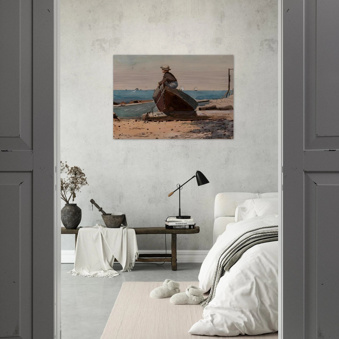 WAITING FOR DAD - Winslow Homer Brushed Aluminum Print - 70x100 cm / 28x40 inches | Winslow Homer Aluminum Print | Winslow Homer Prints