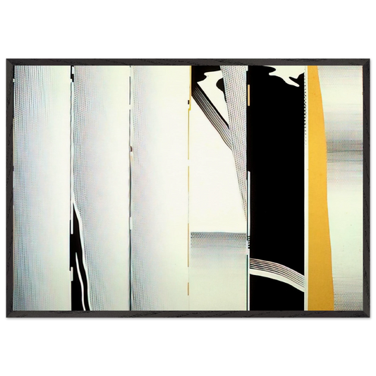 MIRROR SIX PANELS 1 1970 - Roy Lichtenstein 70x100 cm / 28x40 inches Framed Art Print – Black Wooden Frame
