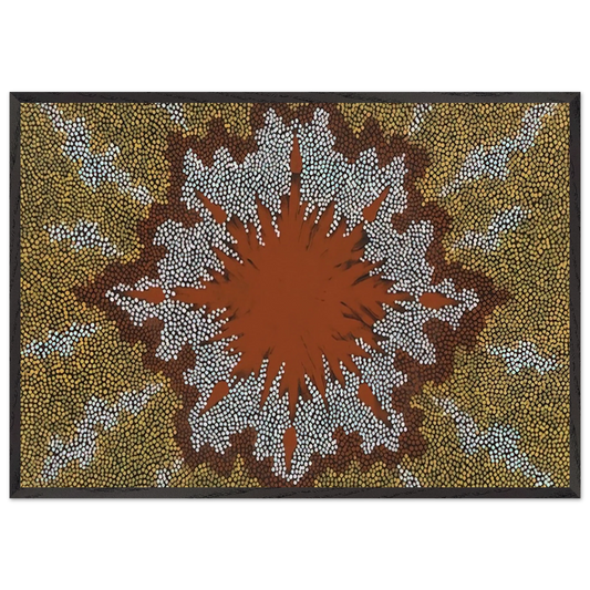 Fire Dreaming - 1994 - Clifford Possum Tjapaltjarri 70x100 cm / 28x40 inches Framed Art Print – Black Wooden Frame