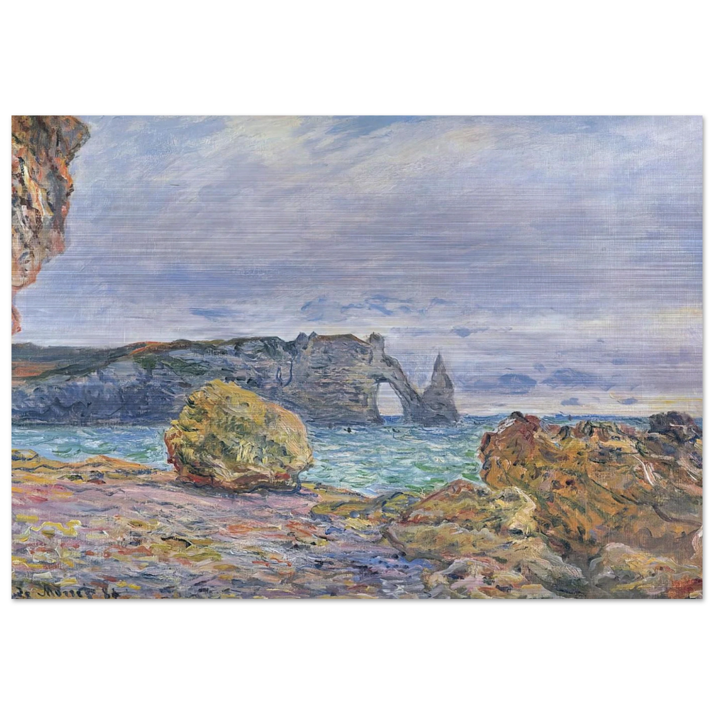 Etretat, the Beach and the Porte d'Aval - claude monet Brushed Aluminum Print - 70x100 cm / 28x40 inches | claude monet Aluminum Print | claude monet Prints