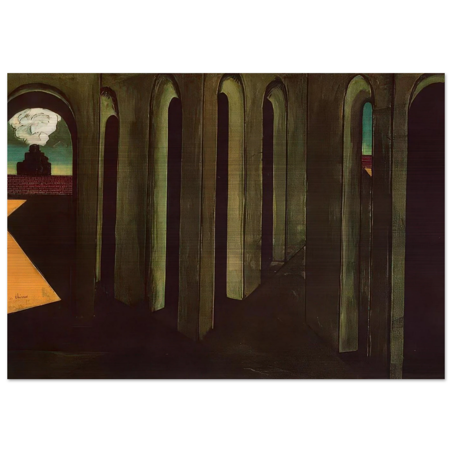THE ANXIOUS JOURNEY 1913 - Giorgio de Chirico Brushed Aluminum Print - 70x100 cm / 28x40 inches | Giorgio de Chirico Aluminum Print | Giorgio de Chirico Prints