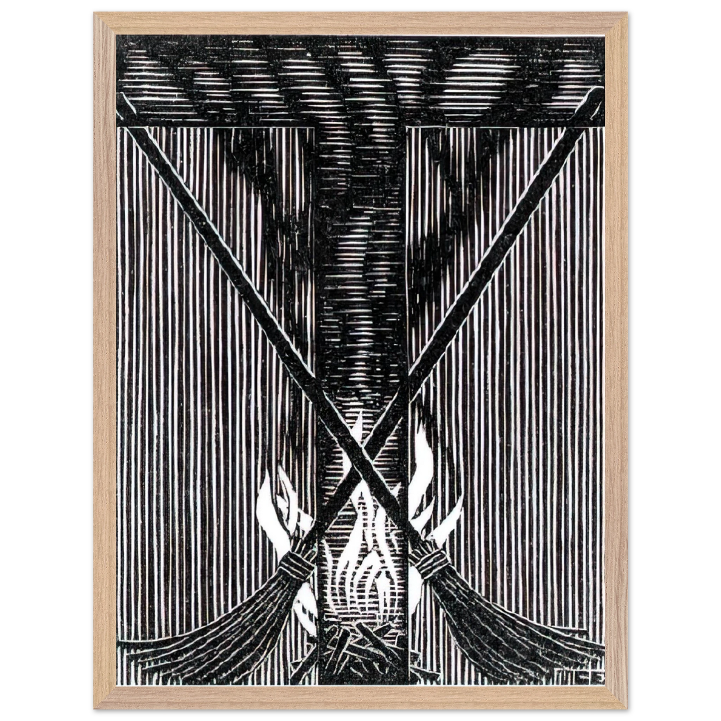 MC Escher - INITIAL T Wall Art - 21x29.7 cm / 8x12" - Premium Wooden Framed Poster With Fine Art Paper-canvas - White frame