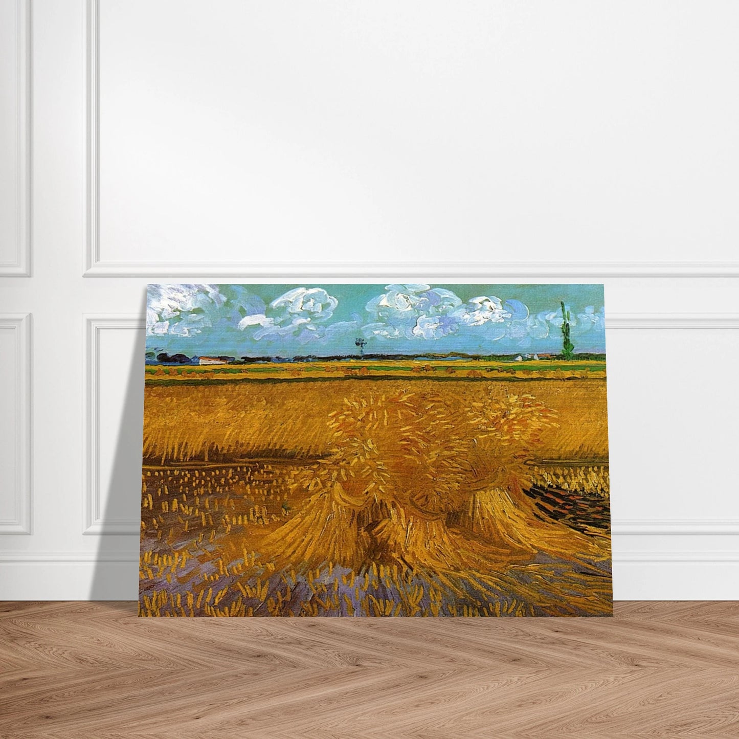 Wheatfield with Sheaves - Vincent van Gogh Brushed Aluminum Print - 70x100 cm / 28x40 inches | Vincent van Gogh Aluminum Print | Vincent van Gogh Prints