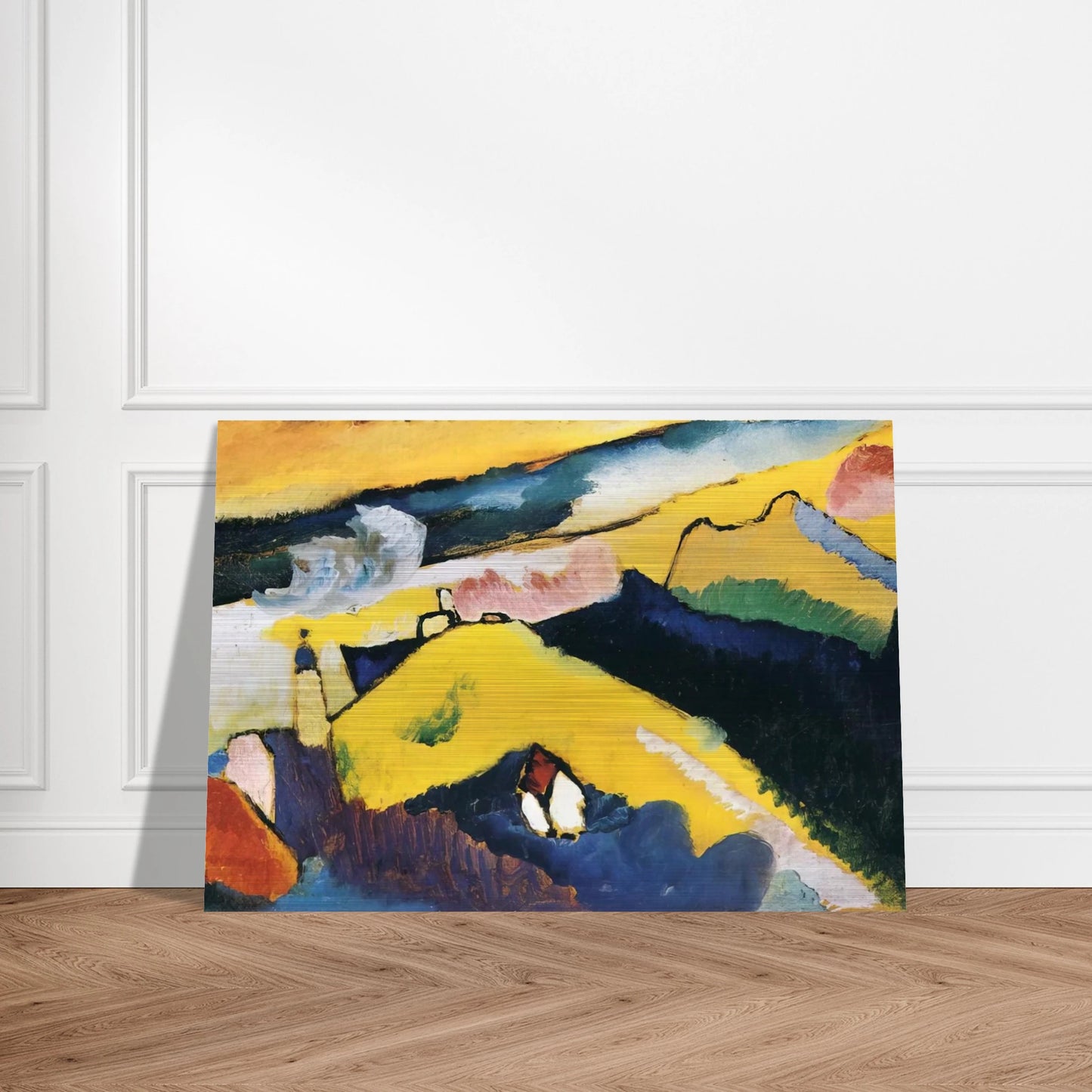 MOUNTAIN LANDSCAPE WITH CHURCH 1910 - Wassily Kandinsky Brushed Aluminum Print - 70x100 cm / 28x40 inches | Wassily Kandinsky Aluminum Print | Wassily Kandinsky Prints