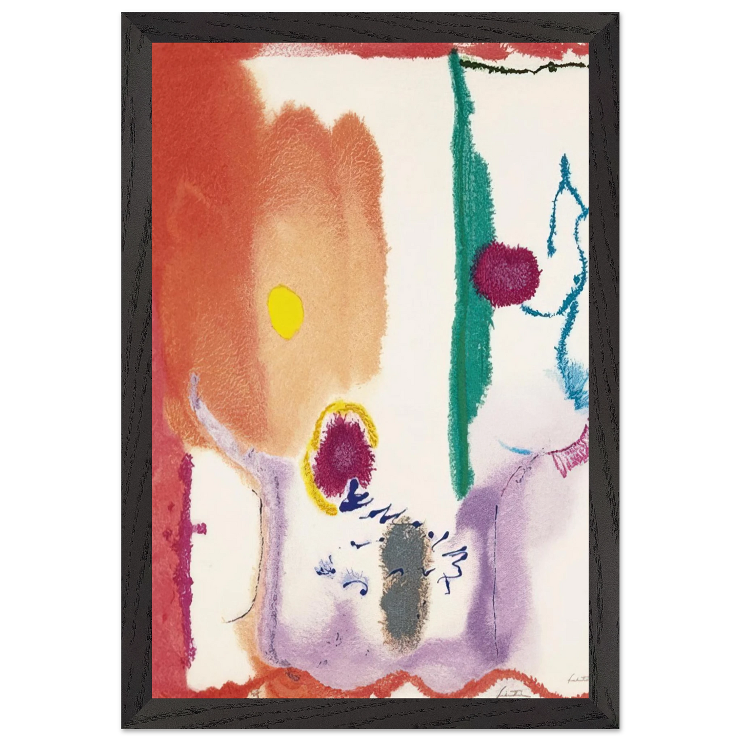 Helen Frankenthaler - Beginnings - 2002 Wall art - 40x50 cm / 16x20 inches - Premium Wooden Framed Poster With Fine Art Paper - Wood frame