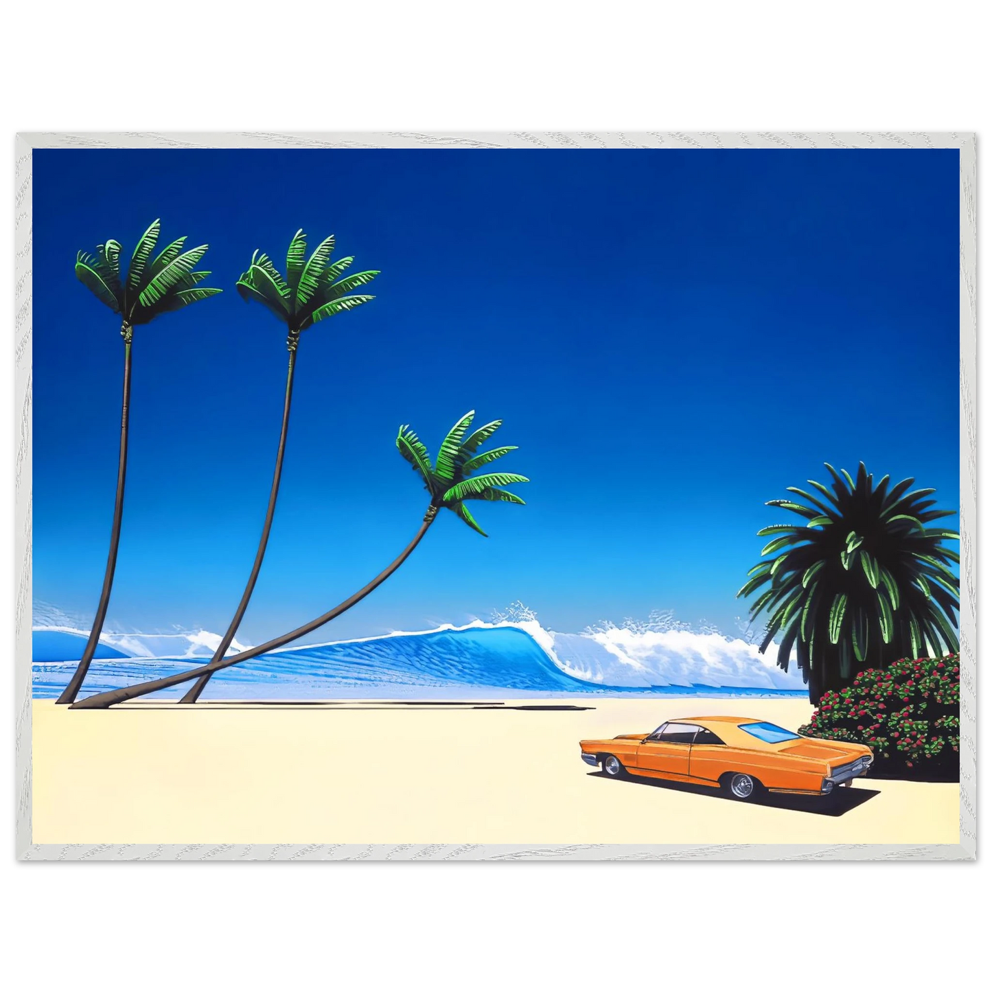 Hiroshi Nagai - Impender Beach Wall Art - 21x29.7 cm / 8x12" - Premium Wooden Framed Poster With Fine Art Paper - White frame