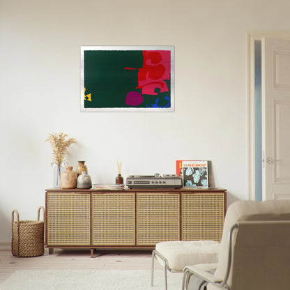 Interlocking Scarlet and Pink in Deep Green - 1970 - Patrick Heron Brushed Aluminum Print - 70x100 cm / 28x40 inches | Patrick Heron Aluminum Print | Patrick Heron Prints