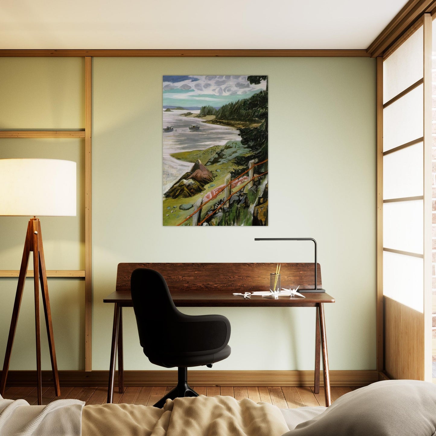 RED CABLES 1940 - Fairfield Porter Brushed Aluminum Print - 70x100 cm / 28x40 inches | Fairfield Porter Aluminum Print | Fairfield Porter Prints