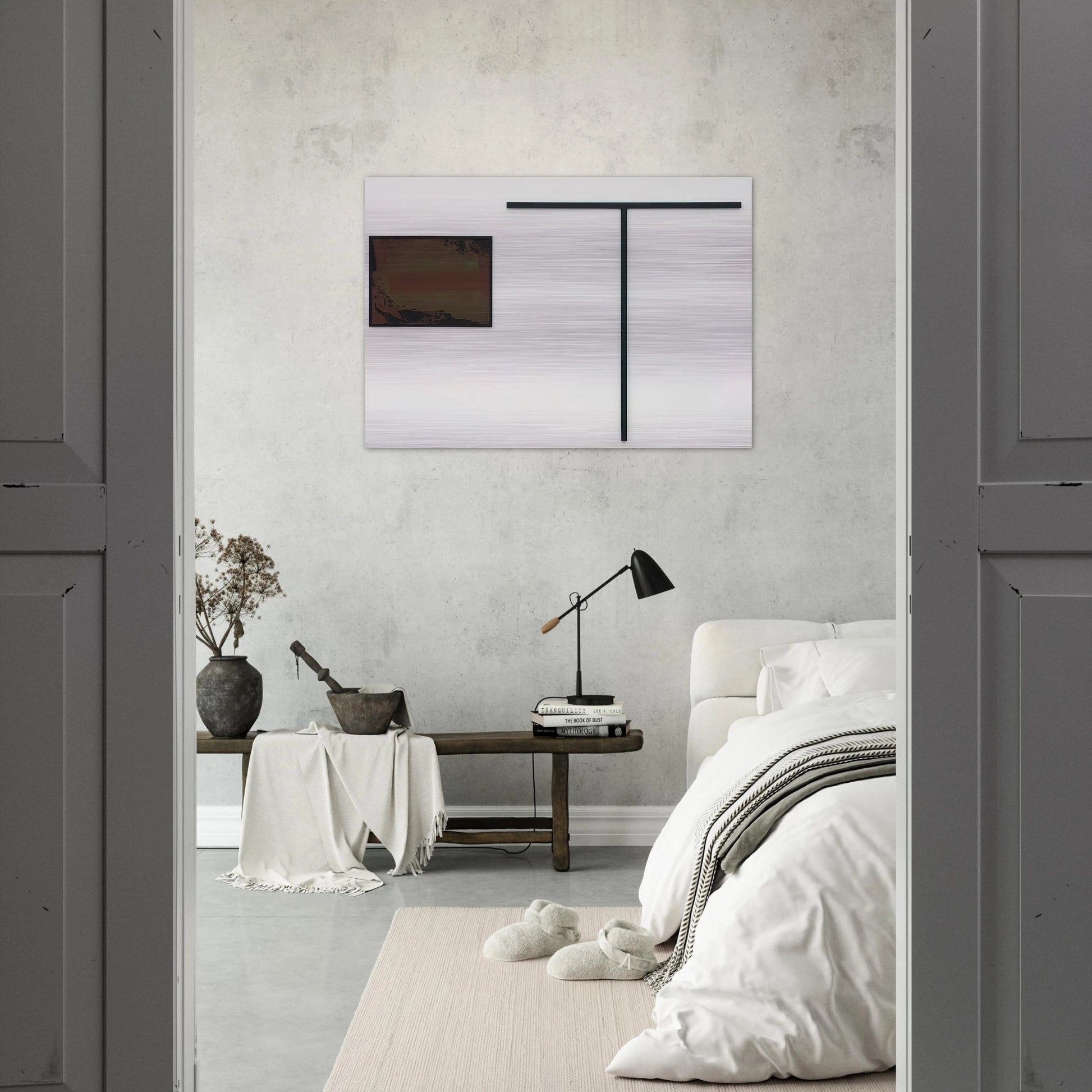 untitled T-formiges Objekt mit Gouache - 1972 - Blinky Palermo Brushed Aluminum Print - 70x100 cm / 28x40 inches | Blinky Palermo Aluminum Print | Blinky Palermo Prints